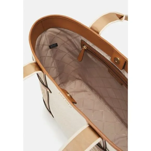 RARE NWT Michael Kors Maeve Large Open Tote Canvas Double Handles Handbag Cream - Picture 4 of 10